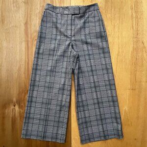 HALOGEN YVETTE WIDE LEG CROP BAGGY HIGH RISE PLAID WOMEN’S DRESS PANTS sz 2